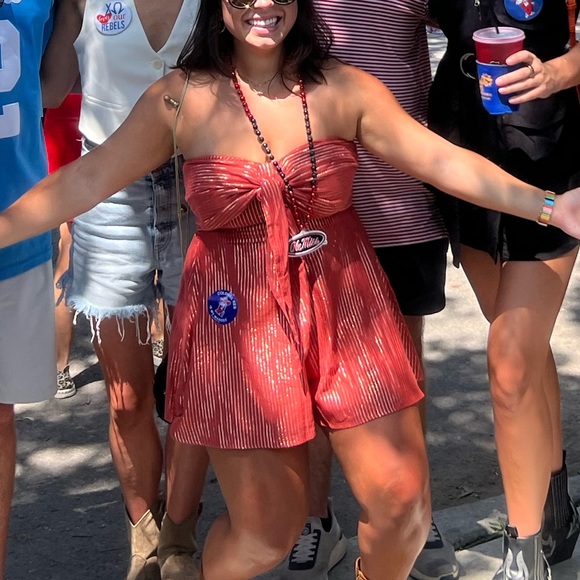 Sundress Ilanila Romper in Terracotta Gold- WORN ONCE - Picture 6 of 6